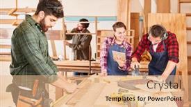  Presentation with training - Slide set consisting of joiner-apprentices-in-training background and a coral colored foreground