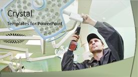  Presentation with surgery room - Beautiful presentation theme featuring joiner with screwdriver mounting equipment backdrop and a  colored foreground