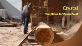  Presentation with woodworking - Colorful theme enhanced with joiner-works-on-woodworking-machine backdrop and a tawny brown colored foreground