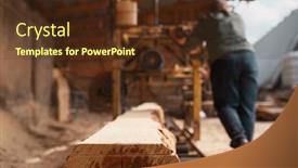  Presentation with woodworking - Slides with joiner-works-on-woodworking-machine background and a tawny brown colored foreground