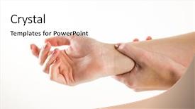  Presentation with joint pain - Amazing presentation theme having joint pain - woman with hand injury backdrop and a white colored foreground