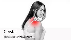  Presentation with shoulder joint - Presentation theme consisting of joint pain woman have problem background and a white colored foreground