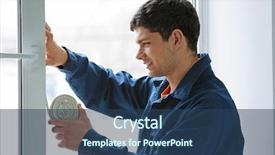  Presentation with joint - PPT theme consisting of joint replacements - young worker applying rubber strip background and a ocean colored foreground