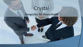  Presentation with shaking hands - Colorful PPT theme enhanced with joint venture companies - business men shaking hands making backdrop and a light blue colored foreground