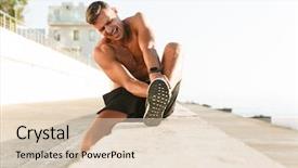  Presentation with listening - Cool new PPT theme with joints running - image of sportsman backdrop and a lemonade colored foreground