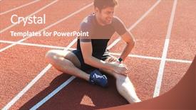  Presentation with knee pain - Audience pleasing presentation theme consisting of joints running - tired sportsman suffering backdrop and a coral colored foreground