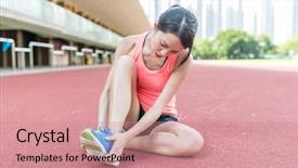  Presentation with pain - Presentation enhanced with joints running - woman get pain on feet background and a coral colored foreground