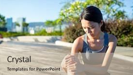  Presentation with ankle - Beautiful presentation theme featuring joints running - woman holding painful ankle backdrop and a soft green colored foreground