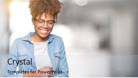  Presentation with knitting african american - Cool new slide deck with jokes - beautiful young african american woman backdrop and a light blue colored foreground