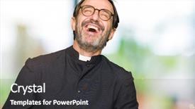  Presentation with crazy - Presentation design consisting of jokes - middle age priest man wearing background and a dark gray colored foreground