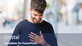  Presentation with special education young adult man - PPT theme consisting of jokes - young handsome man over isolated background and a  colored foreground