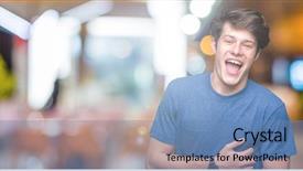  Presentation with blue - Slide deck enhanced with jokes - young handsome man wearing blue background and a  colored foreground