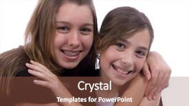  Presentation with two cute sisters playing - PPT theme enhanced with joking around family friends growing background and a tawny brown colored foreground