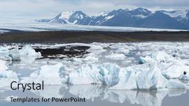 Presentation with lagoon - Beautiful PPT theme featuring jokulsarlon glacial lagoon place near backdrop and a  colored foreground