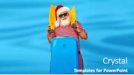  Presentation with jolly - Audience pleasing slide set consisting of jolly-santa-claus-goes backdrop and a teal colored foreground