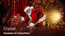  Presentation with jolly - Audience pleasing presentation theme consisting of jolly-santa-claus-sneaked backdrop and a wine colored foreground