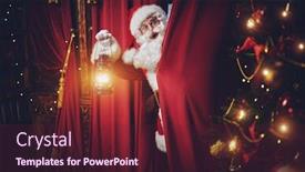  Presentation with house window - PPT theme having jolly-santa-claus-sneaks background and a tawny brown colored foreground