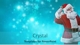  Presentation with everyone - Amazing slide set having jolly-santa-claus-wishes-everyone backdrop and a cyan colored foreground