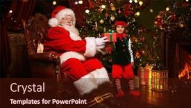  Presentation with elf - Cool new slide deck with jolly-santa-claus backdrop and a wine colored foreground