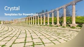  Presentation with amman jordan - Presentation theme consisting of jordan detail of roman columns background and a teal colored foreground