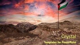  Presentation with petra jordan - Beautiful presentation theme featuring jordan-flag-on-the-mountains backdrop and a tawny brown colored foreground