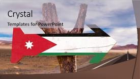  Presentation with desert - Amazing PPT layouts having jordan flag wooden sign backdrop and a light gray colored foreground