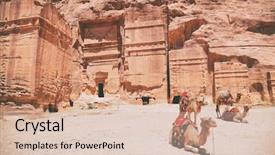  Presentation with monastery - Presentation enhanced with jordan travel background with camels background and a lemonade colored foreground