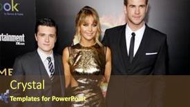  Presentation with theatre - Audience pleasing presentation design consisting of josh-hutcherson-jennifer-lawrence backdrop and a tawny brown colored foreground