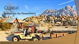  Presentation with trailer park - Beautiful slide set featuring joshua-tree-california-january-1 backdrop and a light blue colored foreground