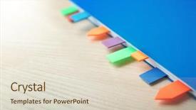  Presentation with blue aged wood sign - Slide deck having jotter - blue notebook with bookmarks background and a  colored foreground