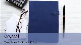  Presentation with notebook paper - Slide set enhanced with jotter - blue notebook with stationery background and a  colored foreground