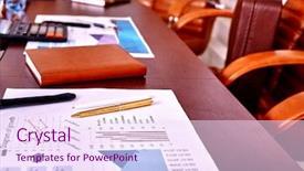 Presentation with leather craft work table - Presentation enhanced with jotter - business interior on table background and a pink colored foreground