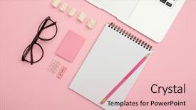  Presentation with accessories - Beautiful slide deck featuring jotter - creative workplace of office space backdrop and a lemonade colored foreground