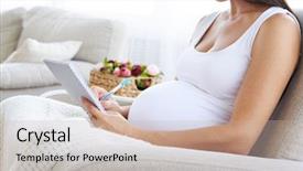  Presentation with pregnant woman cleaning - Colorful PPT theme enhanced with jotter - cropped shot of pregnant woman backdrop and a mint green colored foreground