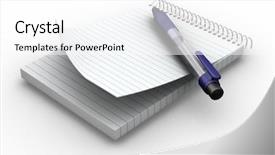  Presentation with mechanical engineering 3d render - Colorful presentation theme enhanced with jotter - notepad and pen - 3d backdrop and a  colored foreground