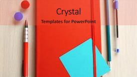  Presentation with notebook - Presentation design with jotter - red notebook with stationery background and a  colored foreground
