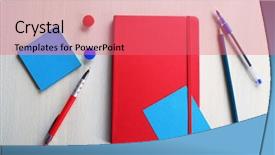  Presentation with red cardiac - Presentation theme with jotter - red notebook with stationery background and a coral colored foreground