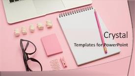  Presentation with glasses - Audience pleasing PPT theme consisting of jotter - stylish workspace arrangement with laptop backdrop and a lemonade colored foreground