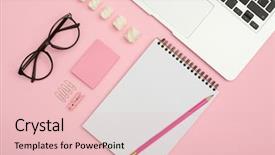  Presentation with space - PPT theme with jotter - woman modern office space background and a lemonade colored foreground