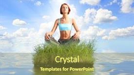  Presentation with island - Presentation having joung girl meditating on island background and a tawny brown colored foreground