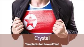  Presentation with north korea - Slides having joung people - businessman stretching suit with north background and a red colored foreground