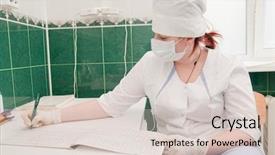  Presentation with medical journal - Colorful slide deck enhanced with journal medical - nurse at work backdrop and a  colored foreground