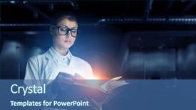  Presentation with scientist - Theme having journal medical - scientist woman reading log mixed background and a ocean colored foreground