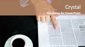  Presentation with article - Slide deck enhanced with journal reflection - above angle of male hand background and a coral colored foreground