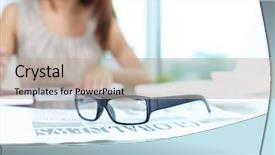  Presentation with reflection - Cool new PPT layouts with journal reflection - close-up of an office workplace backdrop and a mint green colored foreground