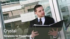  Presentation with company - Cool new presentation with journal reflection - handsome business man reviewing his backdrop and a dark gray colored foreground