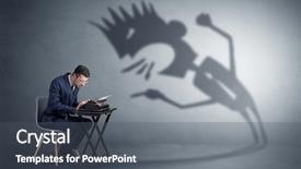  Presentation with yelling - Amazing presentation theme having journal reflection - man working hard and he backdrop and a  colored foreground