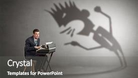  Presentation with yelling - Presentation theme with journal reflection - man working hard and he background and a gray colored foreground