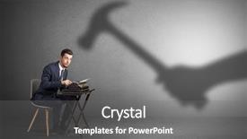  Presentation with shadow - Audience pleasing presentation design consisting of journal reflection - shadow threatening hard worker man backdrop and a  colored foreground