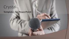  Presentation with journalist - PPT theme having journalist-or-news-reporter background and a light gray colored foreground